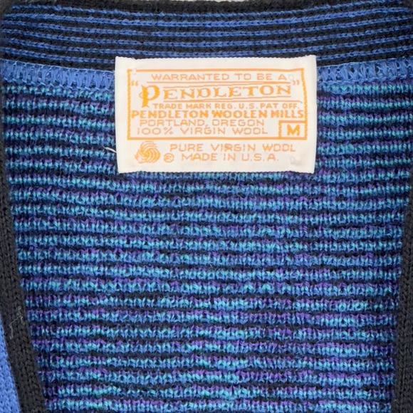 Pendleton Womens Wool Plaid Button Front Cardigan Sweater Blue Purple  Size M - Picture 4 of 9